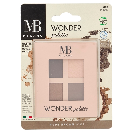 MB Milano Wonder palette Palette Finish Matte e Perlato Nude Brown n° 01 2 g